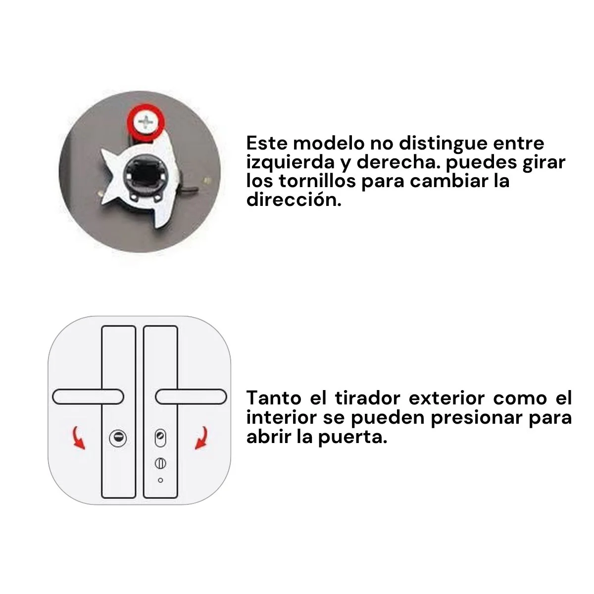 Manija De Puerta Móvil Doble (Interior Y Exterior) Antirrobo De Alta Seguridad Para Puertas De 7 Cm.  Apertura Izquierda O Derecha. Color Negro. - Image 4
