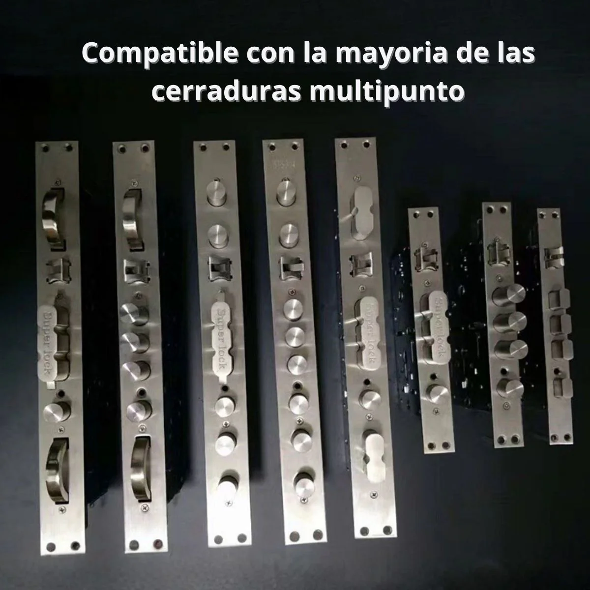 Manija De Puerta Móvil Doble (Interior Y Exterior). Tirador Antirrobo De Seguridad.  Apertura Izquierda O Derecha. Color Plateado. 330X70mm - Image 4