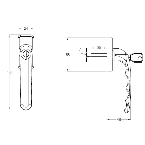 Manilla Multipunto Para Sistema CM75. Acabado Negro. Incluye Cilindro Y Llave. - Image 2