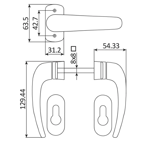 Manilla NEO Operador De Cerradura De Puerta. Incluye Cuadrillo De 8X8 Mm Y La Tornilleria - Image 2