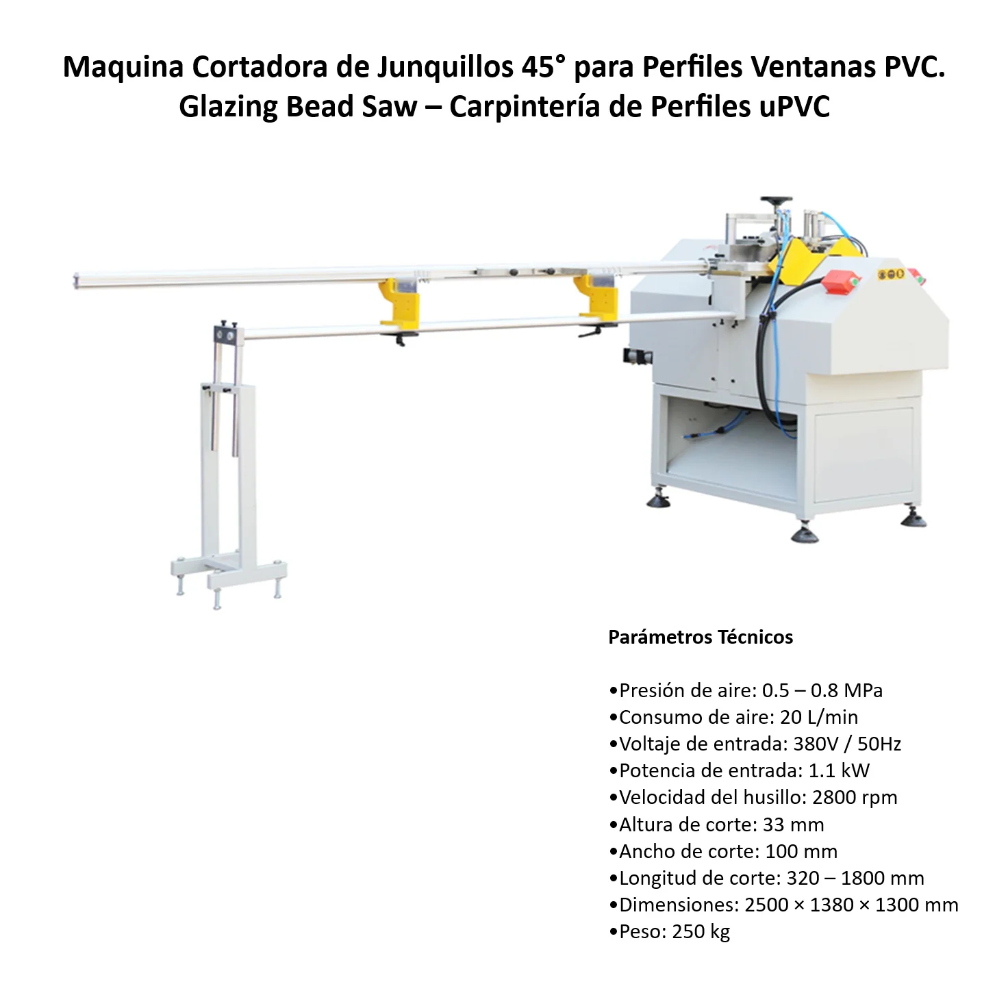 Maquina Cortadora De Junquillos 45° Para Perfiles Ventanas PVC. Glazing Bead Saw – Carpintería De Perfiles Upvc - Image 2