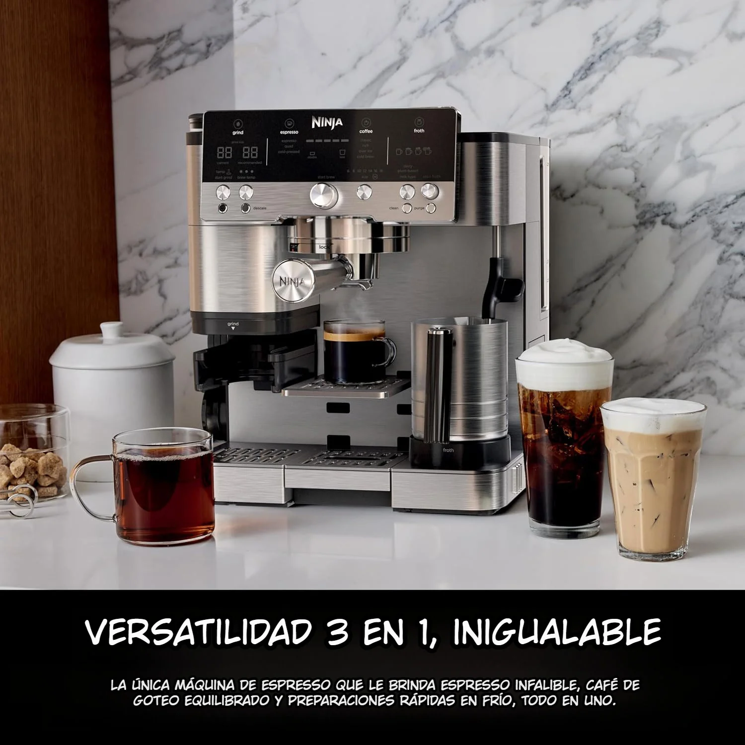 Máquina De Expresso Ninja Luxe Café Premier. Cafetera ES601 Con Moledor De Café Integrado. - Image 3