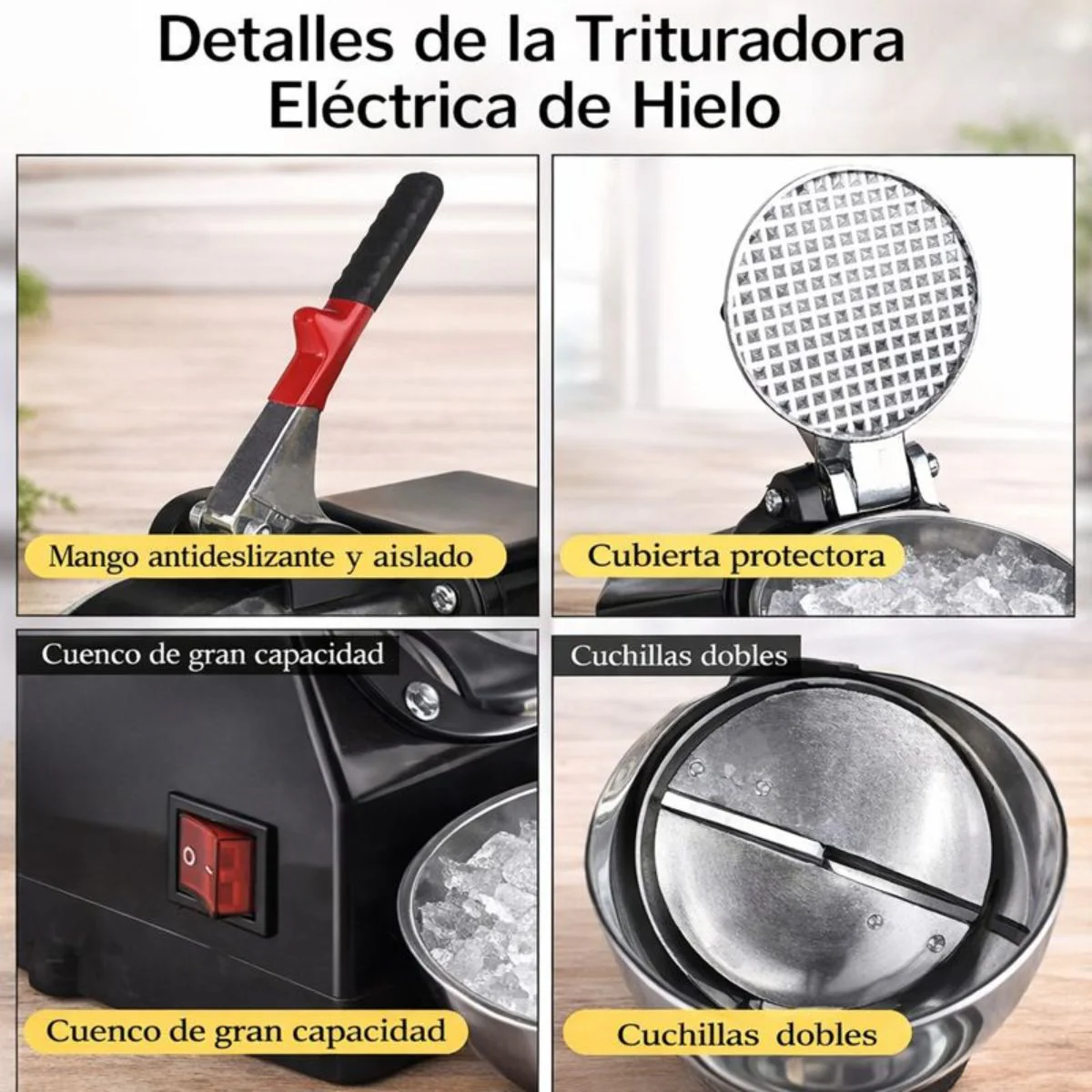 Máquina De Raspados 110V. Trituradora De Hielo Eléctrica 300W Con Doble Cuchilla. Color Negro. - Image 3