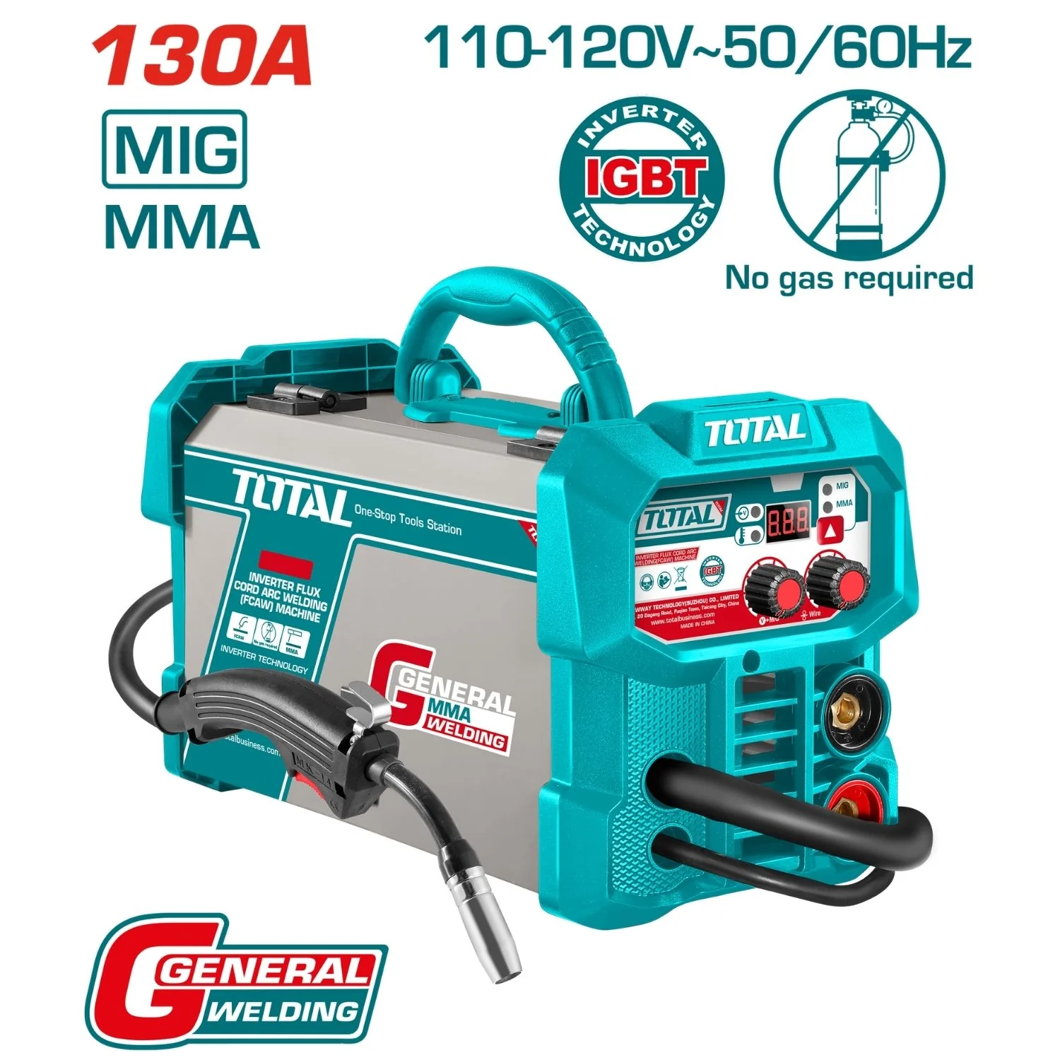 Máquina De  Soldar Inverter 130A Modelo Medium Duty 40% Arco Con Alambre Tubular. No Usa Gas. Ciclo De Trabajo 110-120V.