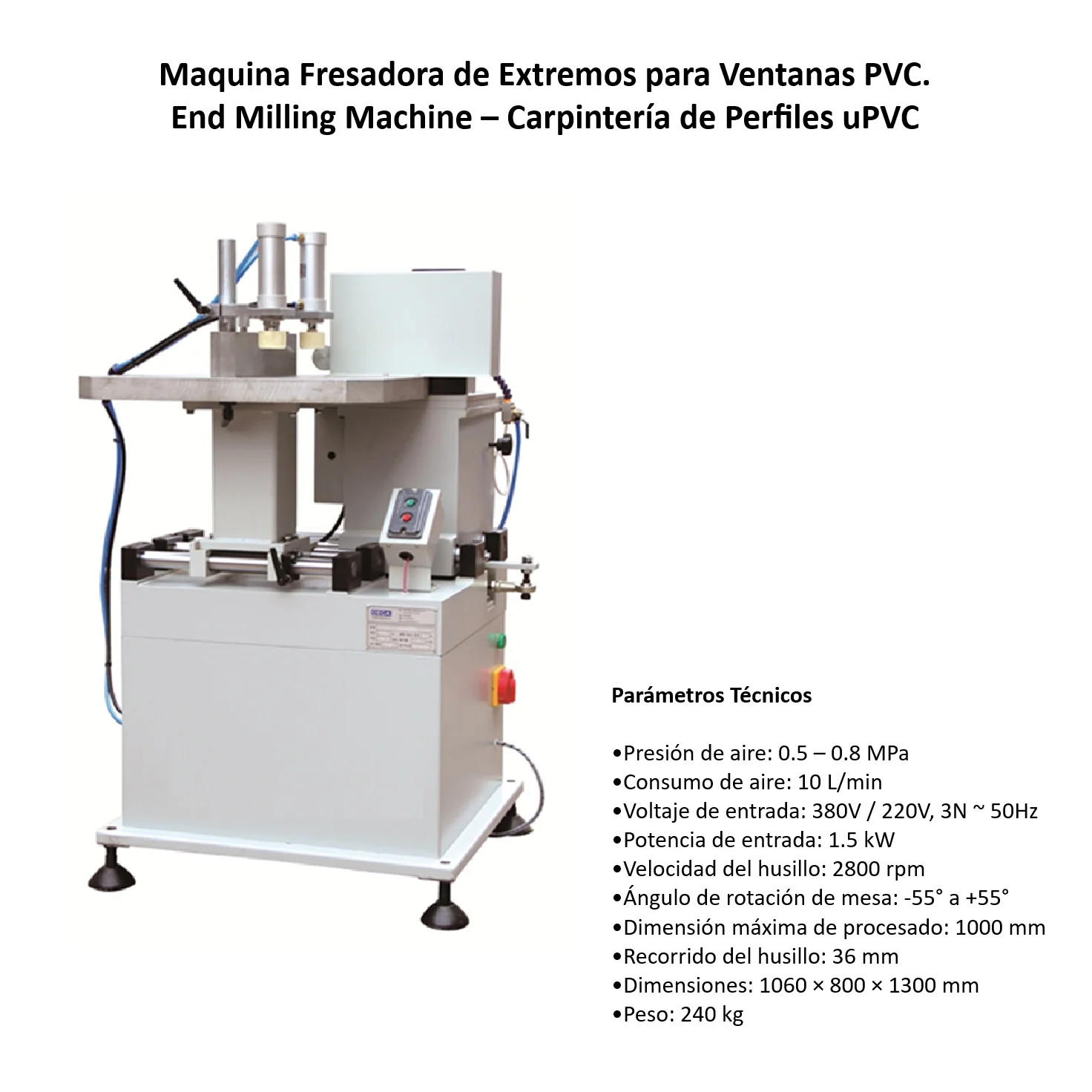 Maquina Fresadora De Extremos Para Ventanas PVC. End Milling Machine – Carpintería De Perfiles Upvc - Image 2