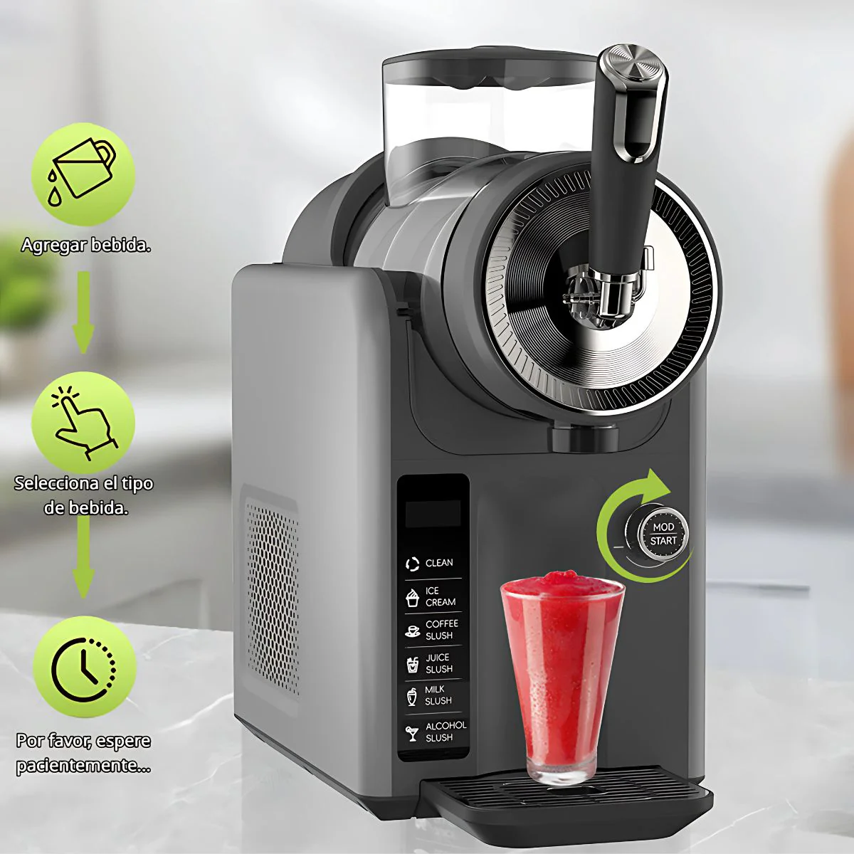 Máquina Granizado. Prepara Helados, Granizados, Batidos, Café Frappé Y Cócteles Slushie. Con 5 Programas Preestablecidos. 110V. - Image 2