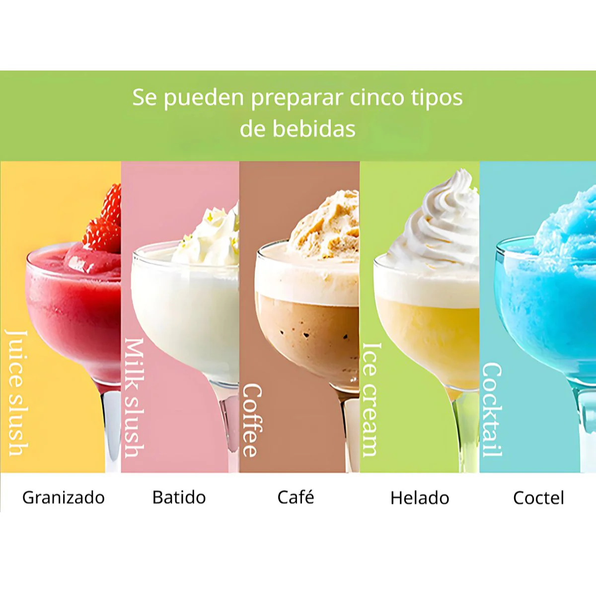 Máquina Granizado. Prepara Helados, Granizados, Batidos, Café Frappé Y Cócteles Slushie. Con 5 Programas Preestablecidos. 110V. - Image 4