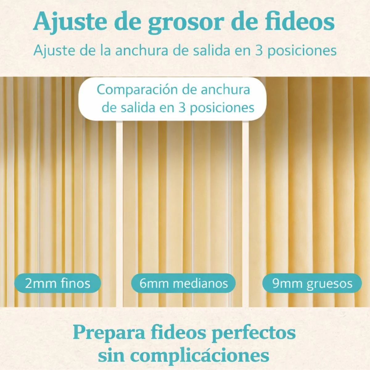 Máquina Manual Para Hacer Pasta Y Fideos De Acero Inoxidable Con 6 Niveles De Grosor Y 3 Cortes Ajustables. 230X210x195mm - Image 3