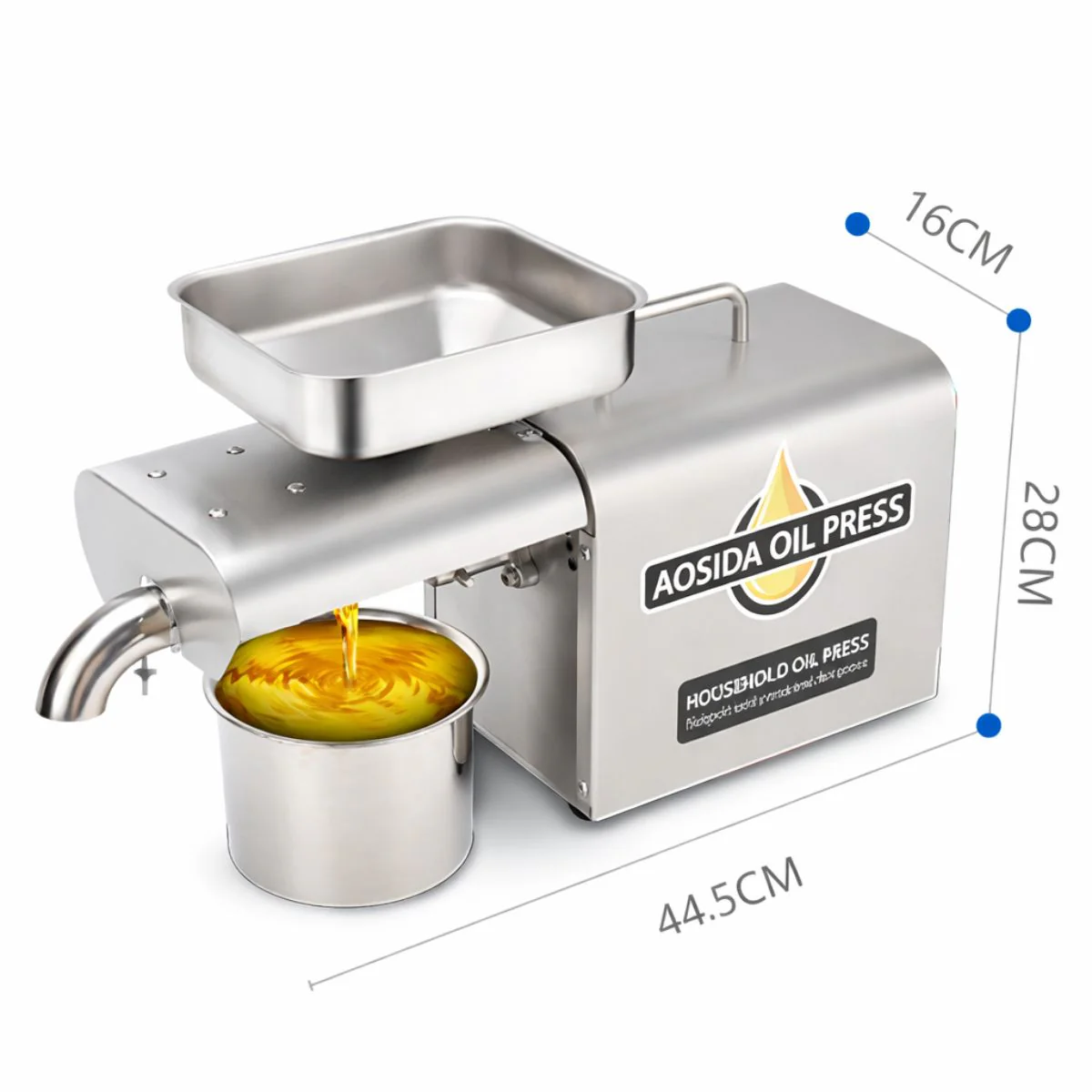 Máquina Prensa Extractora De Aceite En Frio Eléctrica 1250W En Acero Inoxidable 304 Con Control De Temperatura, Extractor De Aceite Prensado Frío/Caliente Con Precalentado - Image 6