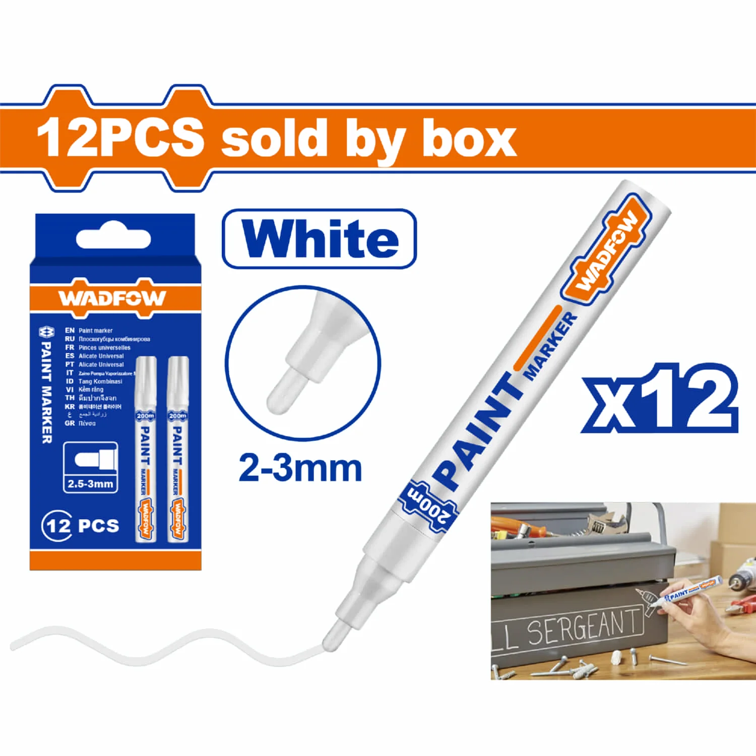 Marcadores De Pintura Punta Acrílica 2-3Mm Blanco Set De 12 Pzas. Duradero. Rotulador Acrílico Piloto Plumon.