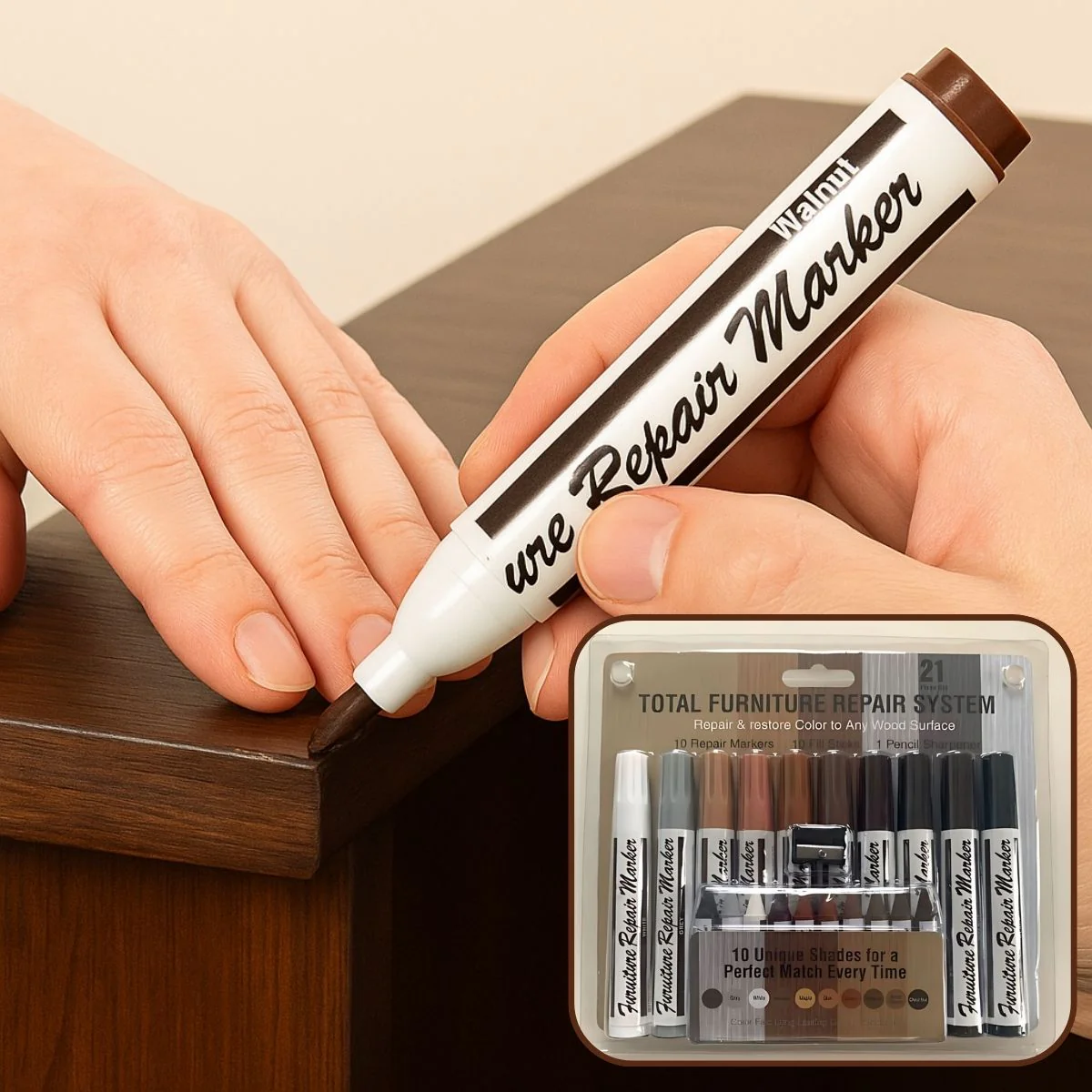 Marcadores Y Crayones Para Reparar O Pintar Muebles. Incluye Sacapuntas (21 Piezas).