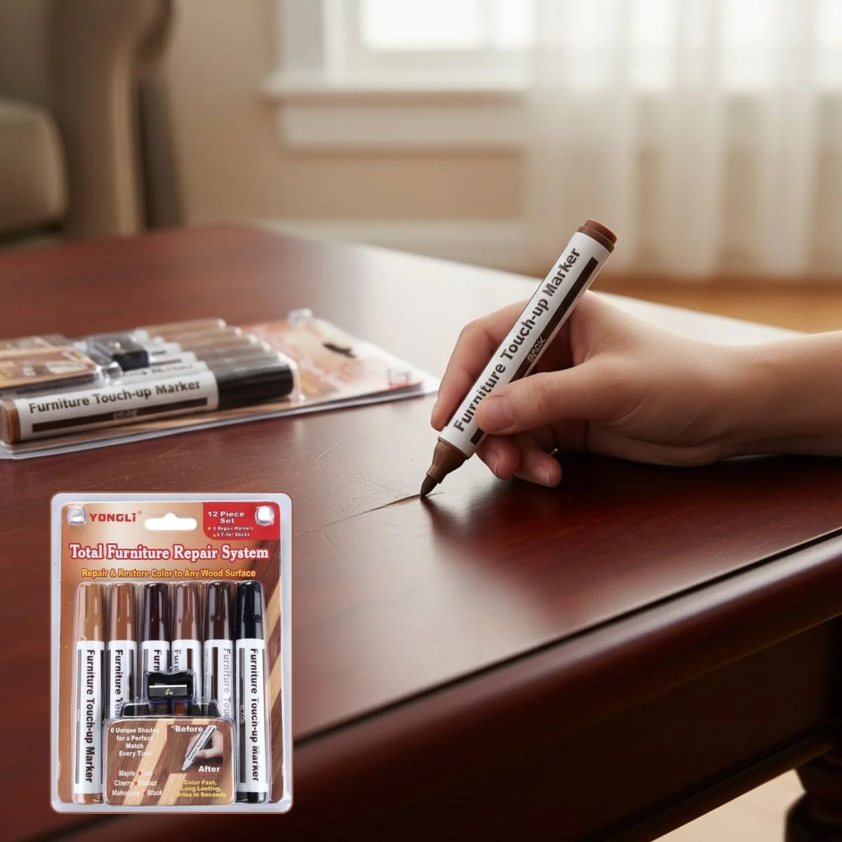 Marcadores Y Creyones Reparadores Para Pintar Rayones Muebles Y Pisos De Madera.
