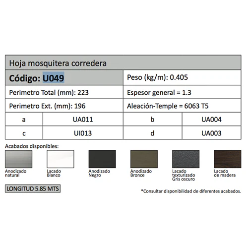 Marco Mosquitera Slim. Espesor 1.1 Mm. Largo 5.85 Mts. Acabado Lacado Madera Texturizado - Image 2