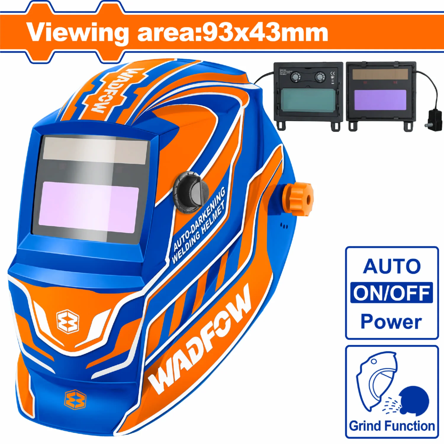 Máscara De Soldar. Area De Visión 93X43mm. Oscurecimiento Automático. UV/IR DIN16. Para Soldadura