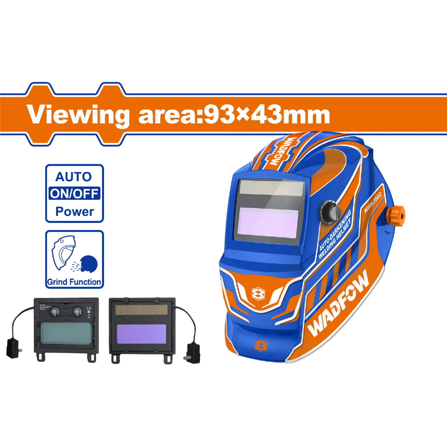 Máscara De Soldar. Area De Visión 93X43mm. Oscurecimiento Automático. UV/IR DIN16. Para Soldadura - Image 2