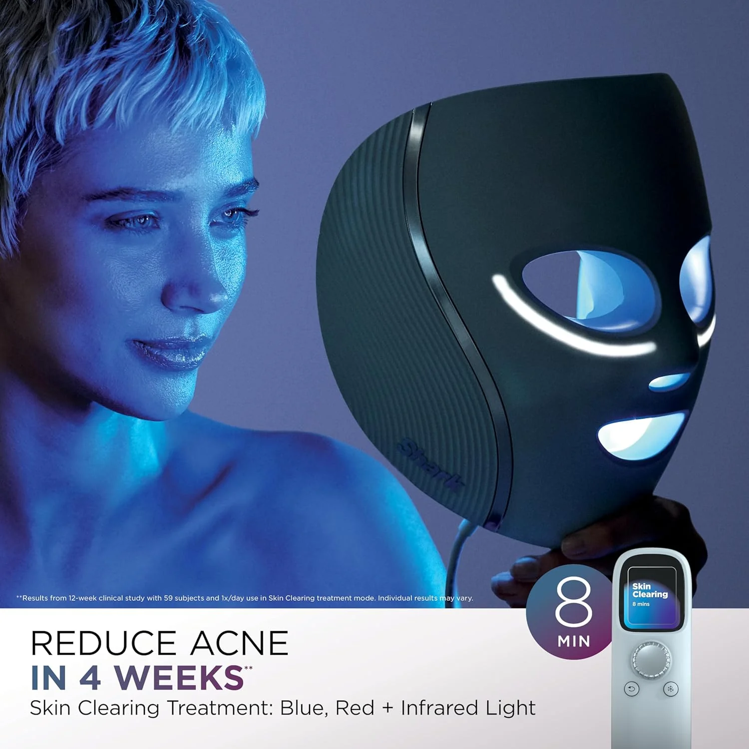 Máscara Facial Shark Cryoglow. Máscara Led Antiedad Y Tratamiento De Imperfecciones FW312P Shark Beauty. - Image 5