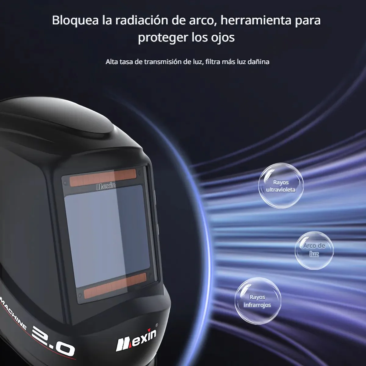 Máscara Para Soldar Con Oscurecimiento Automático DIN 5-13, Carga Con Energía Solar. Área De Visión De 100×93 Mm. - Image 2