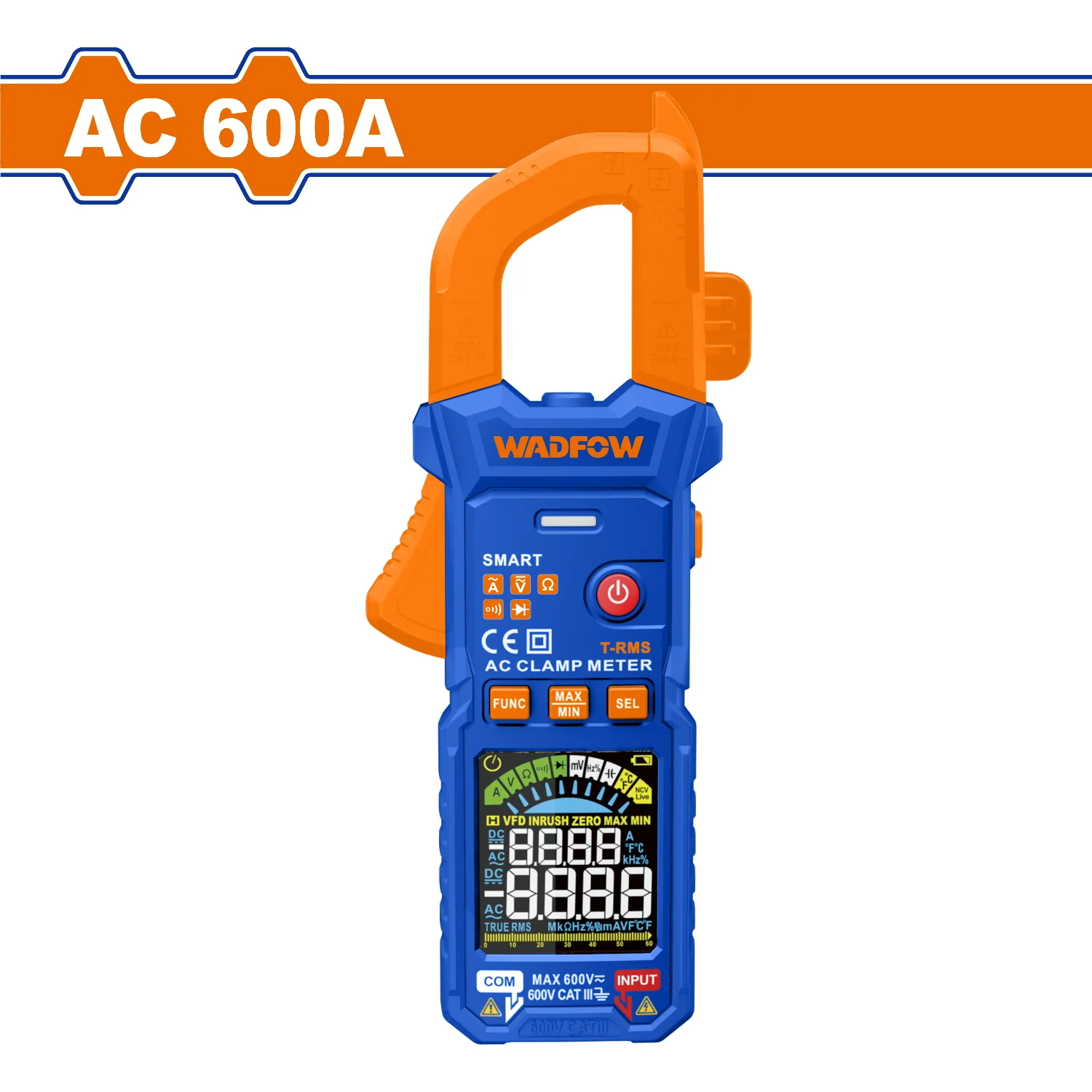 Medidor Abrazadera. Pinza Amperimétrica AC 600A. Diseñado Para Medir Voltaje. Función Inteligente.