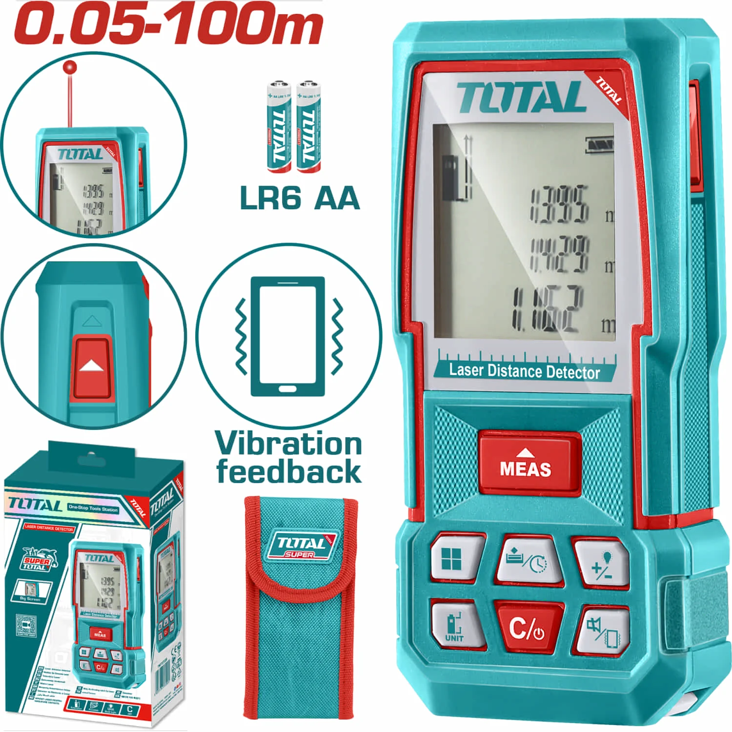 Medidor Laser Rango 0.05-100M. Precisión De Medición: ±2.0Mm Tipo De Láser: 635 Nm, <1 Mw, Clase 2 Temperatura De Funcionamiento: 0°C ~ +50°C Función Medición Única. Monitor Láser. - Image 2
