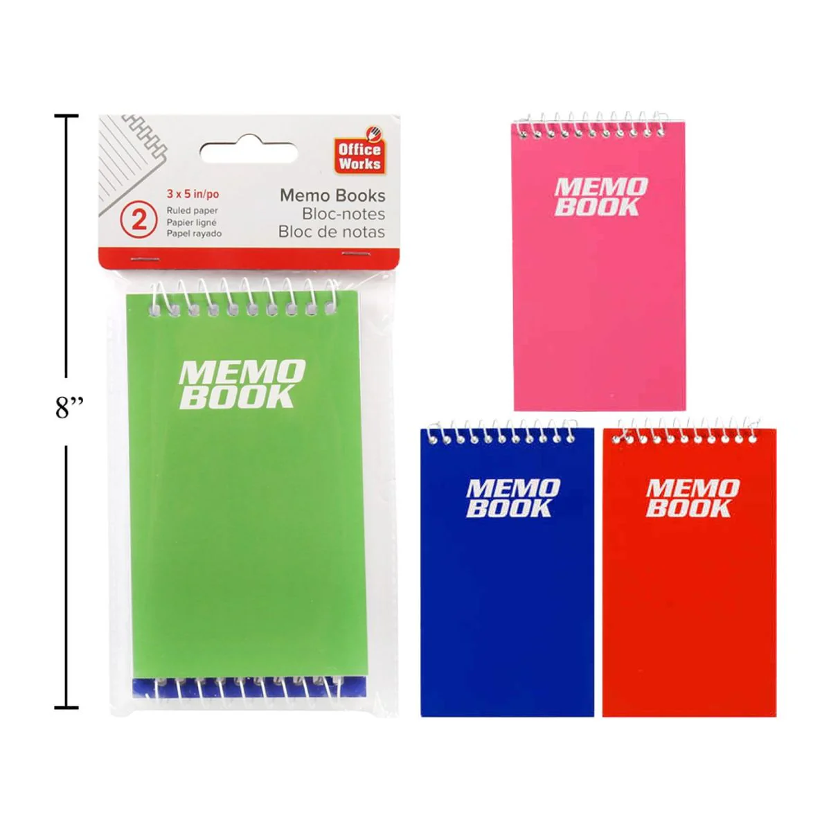 Memo Book Libreta De Notas 2 Piezas 40 Hojas 3X5 "Con Bobina (1Pza) ( Colores Variados Al Azar) - Image 6