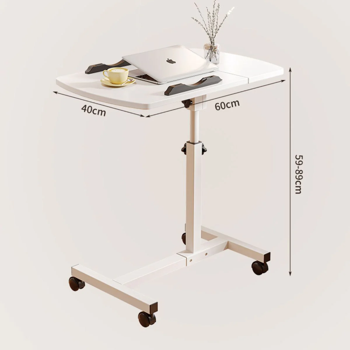 Mesa Auxiliar Plegable Para Cama, Sofá Y Laptop Con Ruedas. Mesita Multifuncional Con Altura Ajustable. Blanca (40+20X40cm) - Image 5