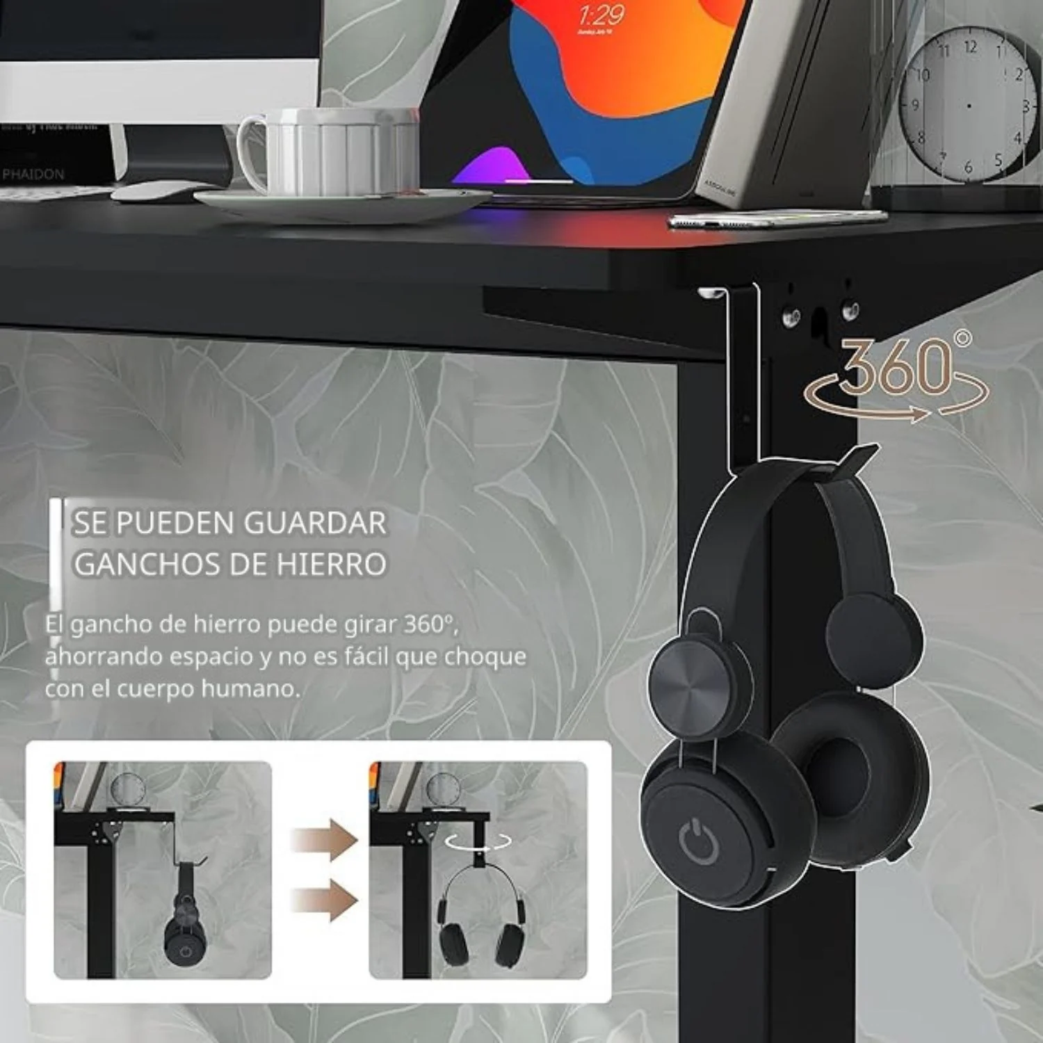 Mesa De Pie Ergonómica Ajustable En Altura 1200*600*15Mm Negro  Con Memoria Y Accesorios. Escritorio Eléctrico - Image 3