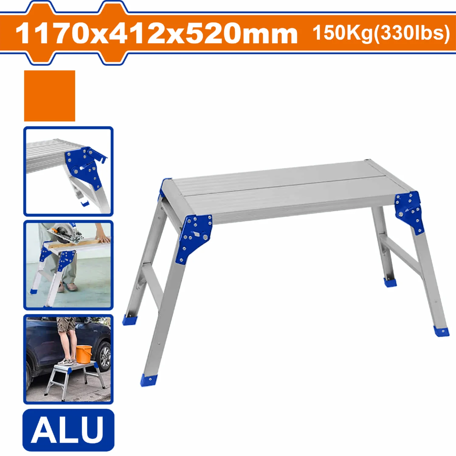Mesa De Trabajo Plegable Multifuncional 150Kg Tamaño 1150X425x510mm Aluminio Meson Portátil Banco Banquito Andamio