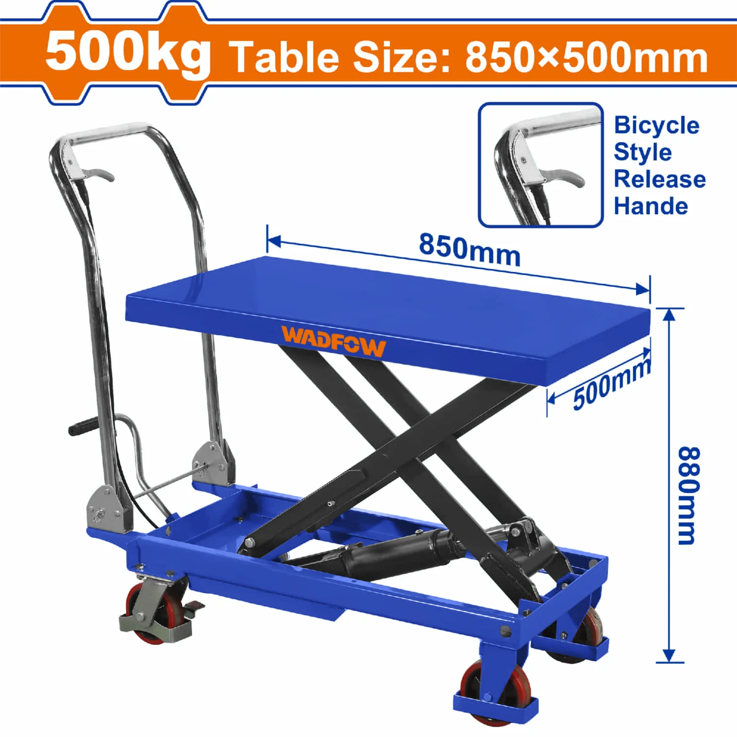 Mesa Elevadora Hidráulica De Tijera 500Kg. Alt. Min\Max: 285-880Mm.