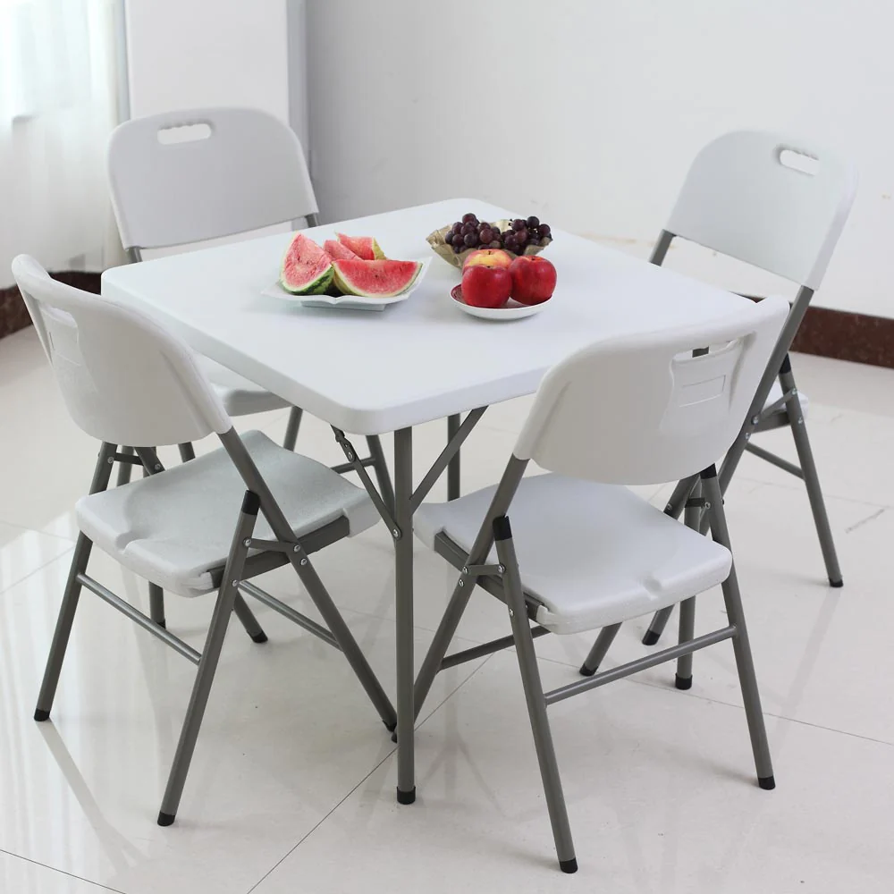 Mesa Plástica Plegable Cuadrada 34"X34" (HDPE) Con Marco De Acero Revestido. Medidas 86 Cm X 86 Cm. - Image 3