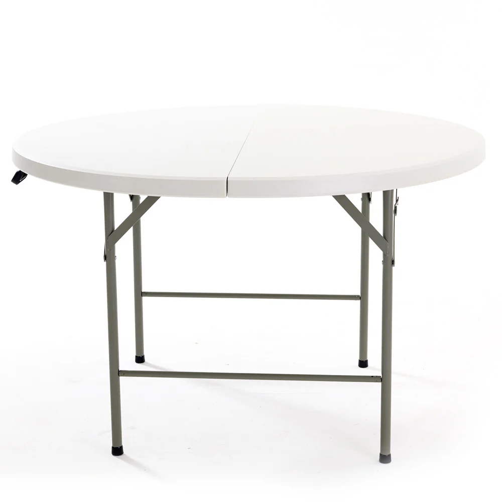 Mesa Plástica Plegable Redonda 47" De Diámetro (120 Cm) (HDPE) Con Marco De Acero Revestido. - Image 4