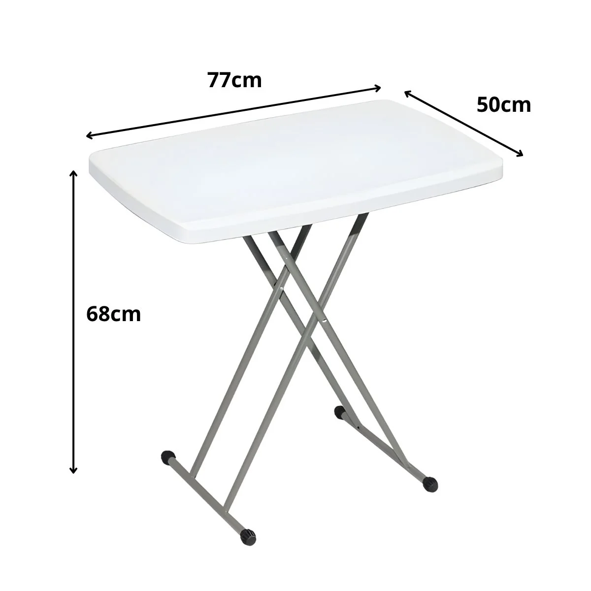 Mesa Plegable Portátil De Plástico Liviana Con Patas Metálicas De 30X20x27" (77X50x68 Cm) Para Camping, Comidas, Eventos, Buffet, Oficina. Color Blanco. - Image 2