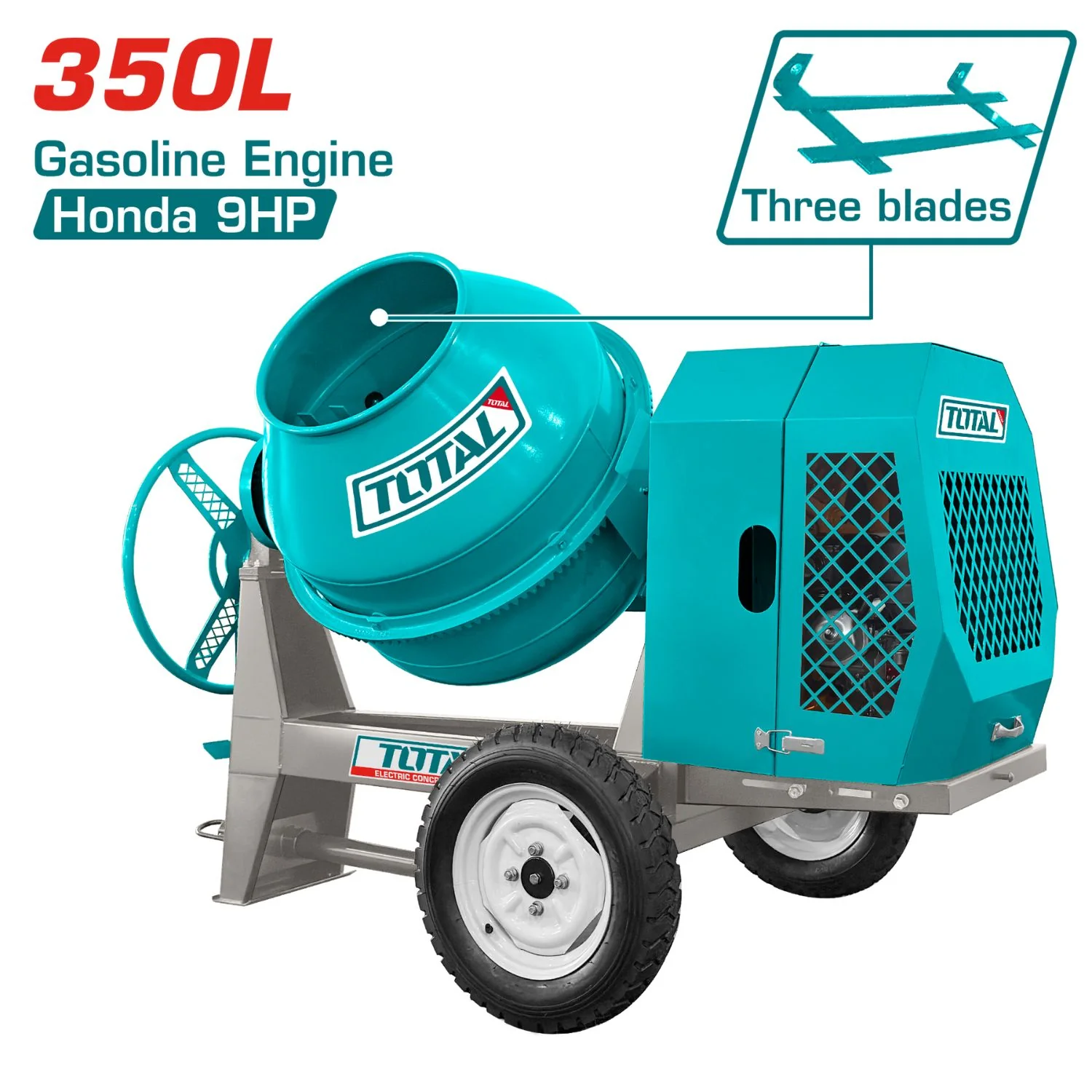 Mezclador De Concreto A Gasolina. Concretera Motor Honda GX270 6.6Kw(9HP) Volumen Del Tambor 350L Capacidad 260L