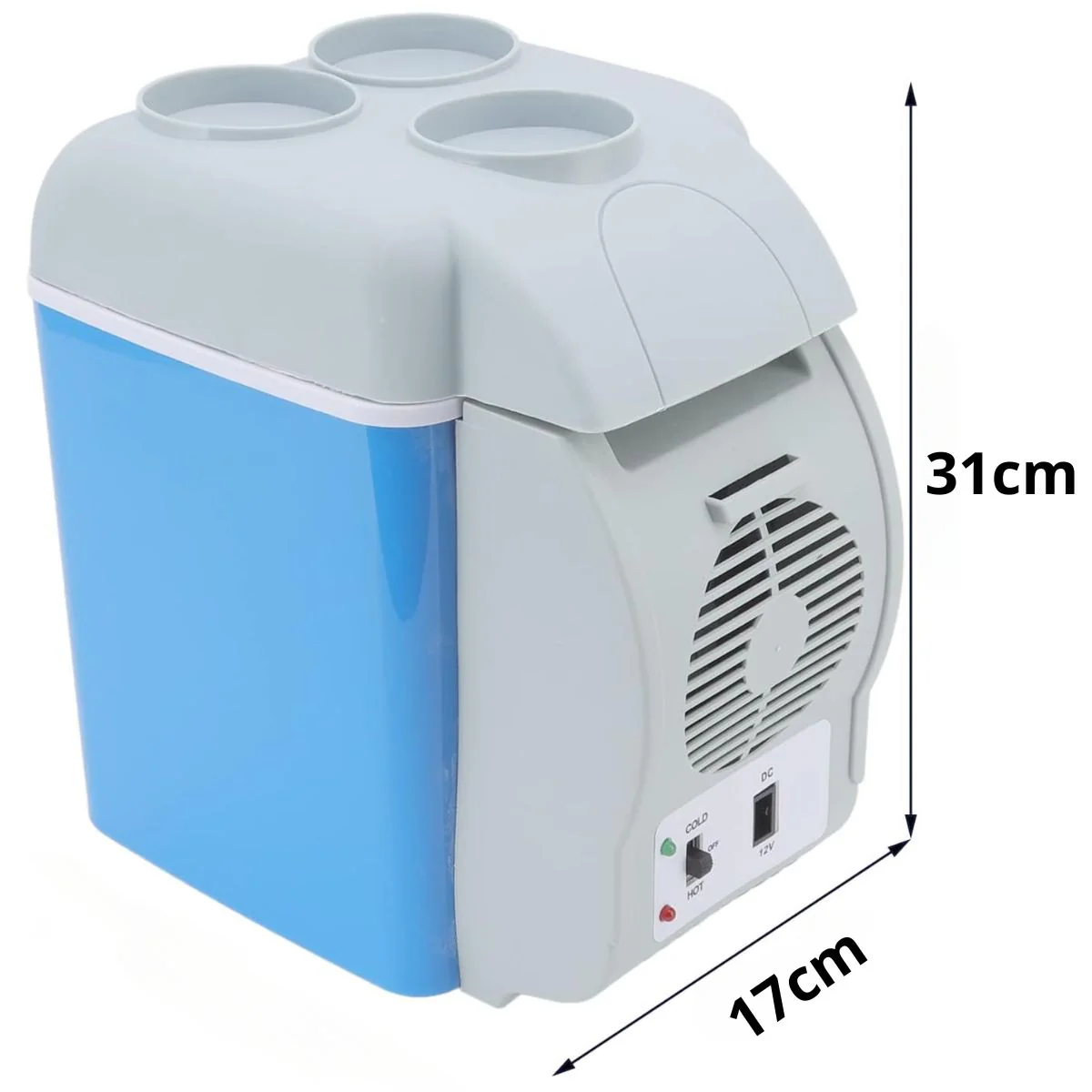 Mini Nevera Cooler Portátil 7.5L Para Auto. Hielera Para Carro12v. Función Frío 15°C Y Calor 60°C. Hielera Pequeña Color Azul. 31X17x31 Cm. - Image 5