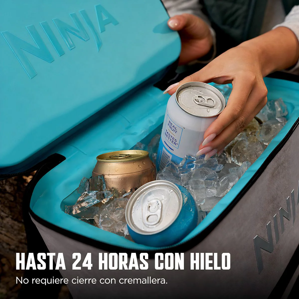Mochila Cooler Ninja Frostvault Go Para 24 Latas Con Zona Dryzone. Nevera Portátil Térmica. Color Beige. - Image 4