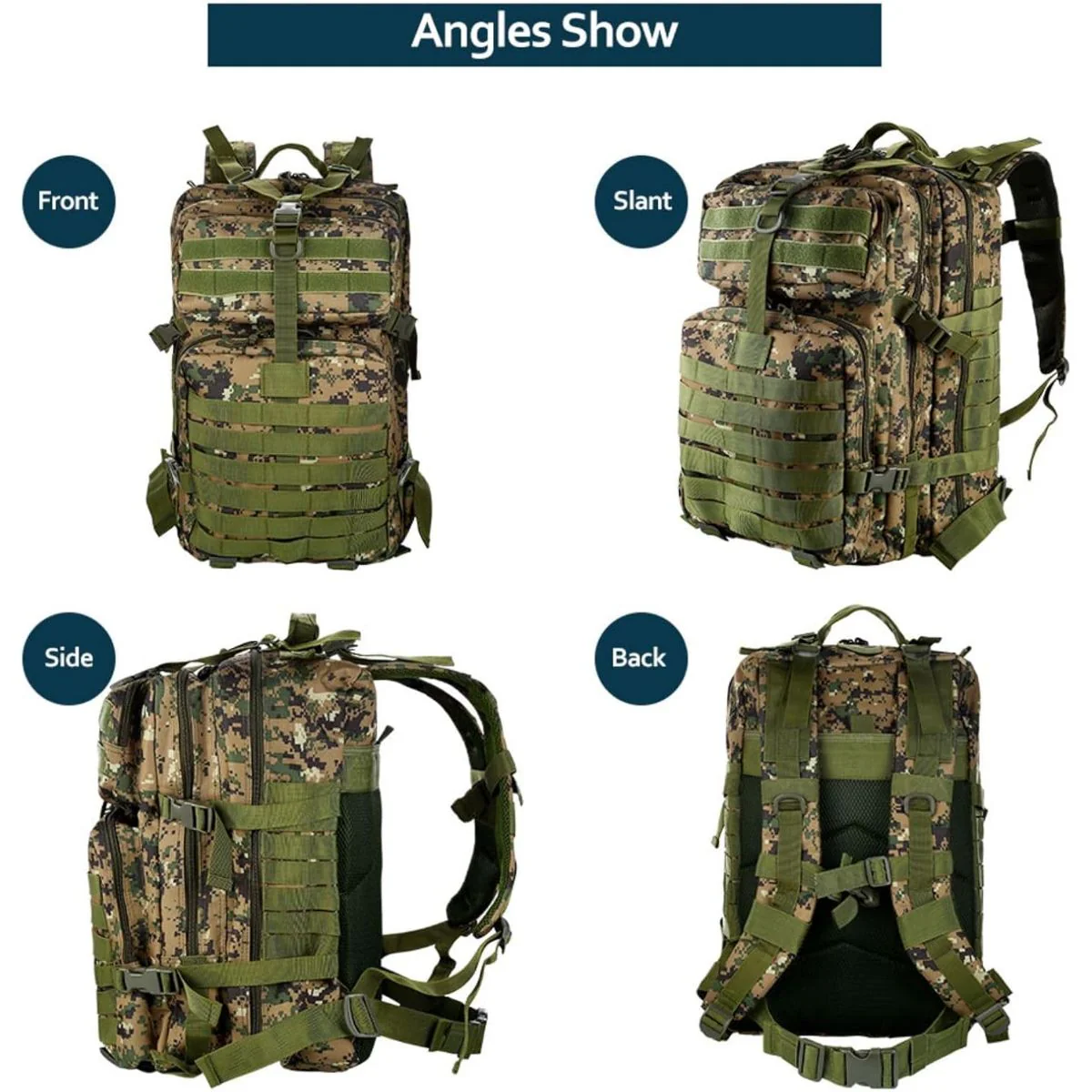 Mochila Táctica Militar De 45L. Backpack Con Sistema MOLLE. Bolso Impermeable Y Resistente. Color Camuflaje. - Image 3