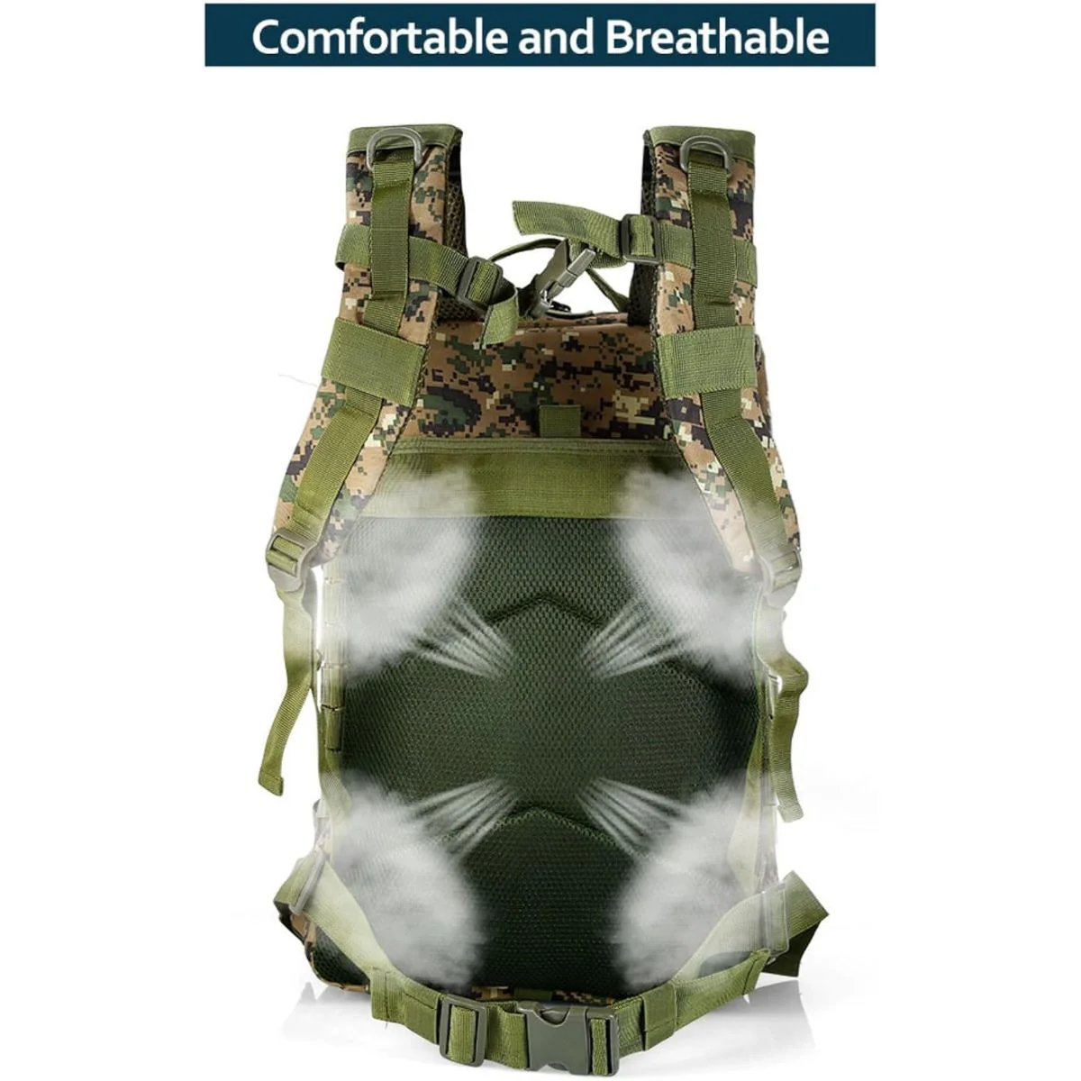 Mochila Táctica Militar De 45L. Backpack Con Sistema MOLLE. Bolso Impermeable Y Resistente. Color Camuflaje. - Image 4