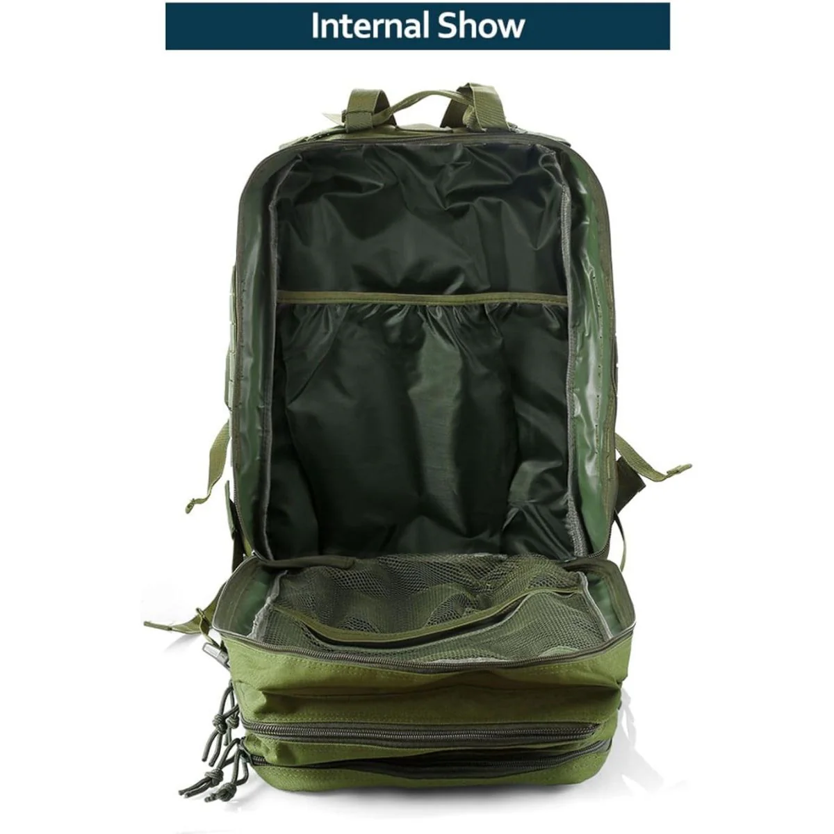 Mochila Táctica Militar De 45L. Backpack Con Sistema MOLLE. Bolso Impermeable Y Resistente. Color Verde. - Image 3