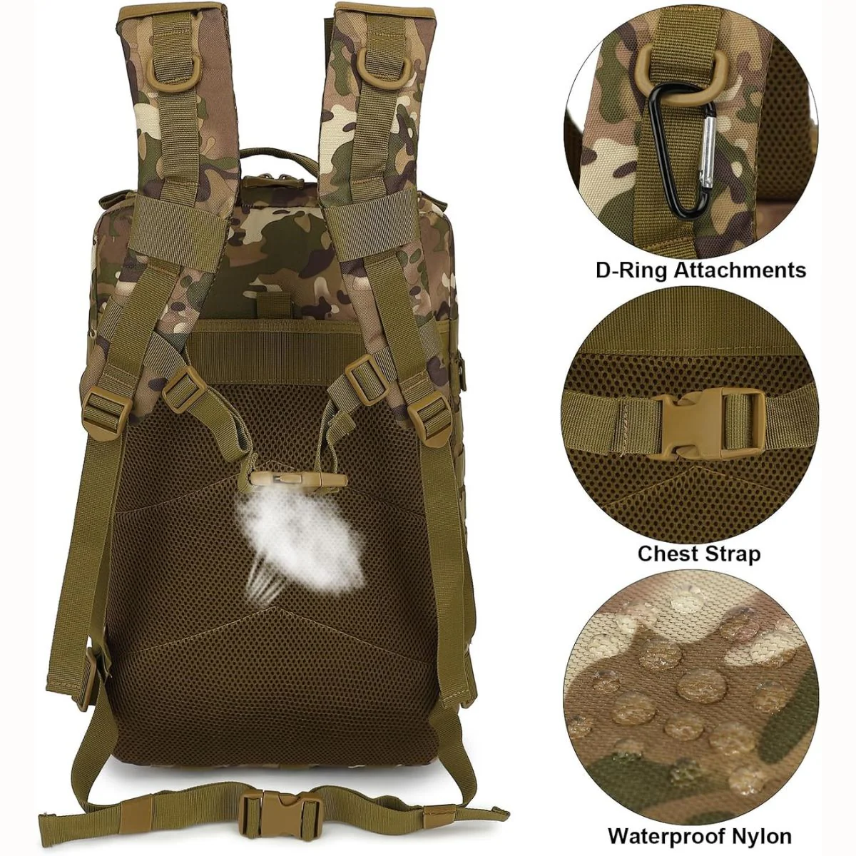 Mochila Táctica Militar De 45L. Backpack Con Sistema MOLLE. Bolso Impermeable Y Resistente. Morral - Image 4