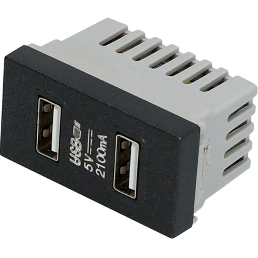 Módulo USB Doble Negro Para Interuptores 1/3 Surtek. - Image 2