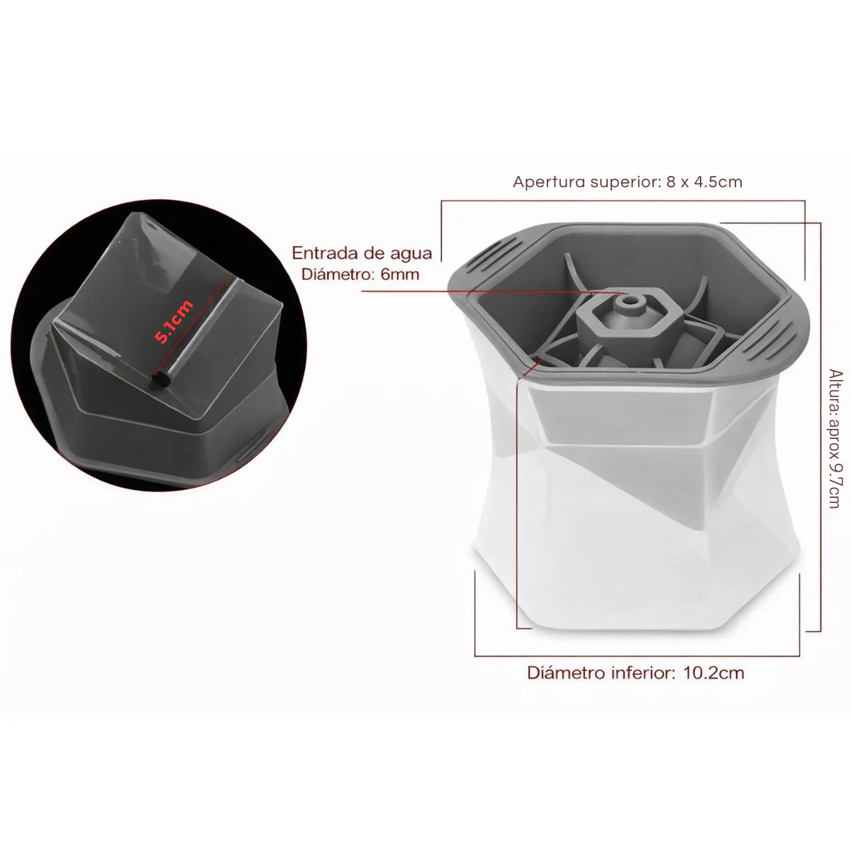 Molde Para Cubos Hielo De Silicona De 2" (5.1Cm) De De Grado Alimenticio Libre De BPA. (2 Unds) - Image 4