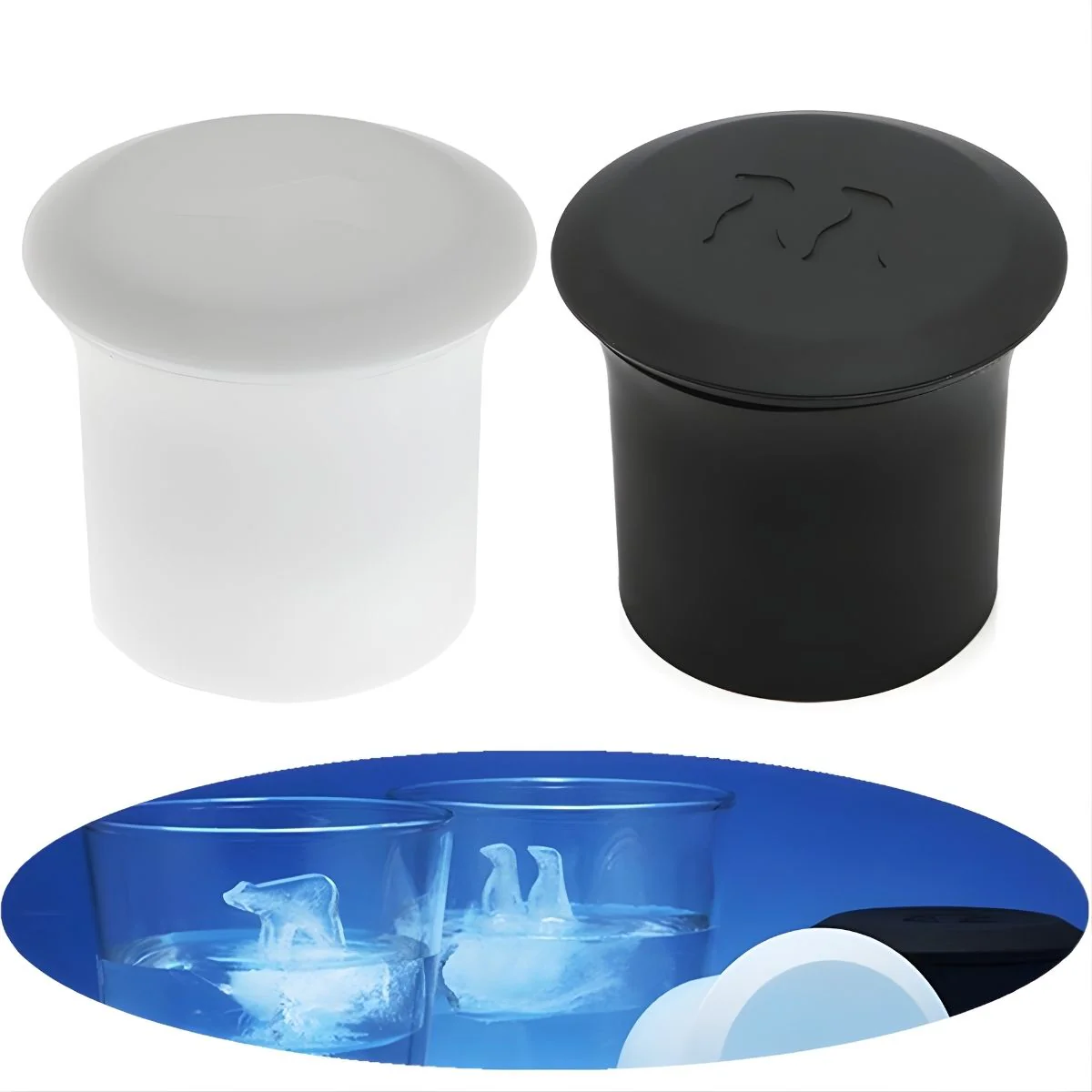 Molde Para Cubos Hielo De Silicona De Grado Alimenticio Libre De BPA Con Forma De Pingüinos Y Oso Polar. (2 Unds) - Image 2