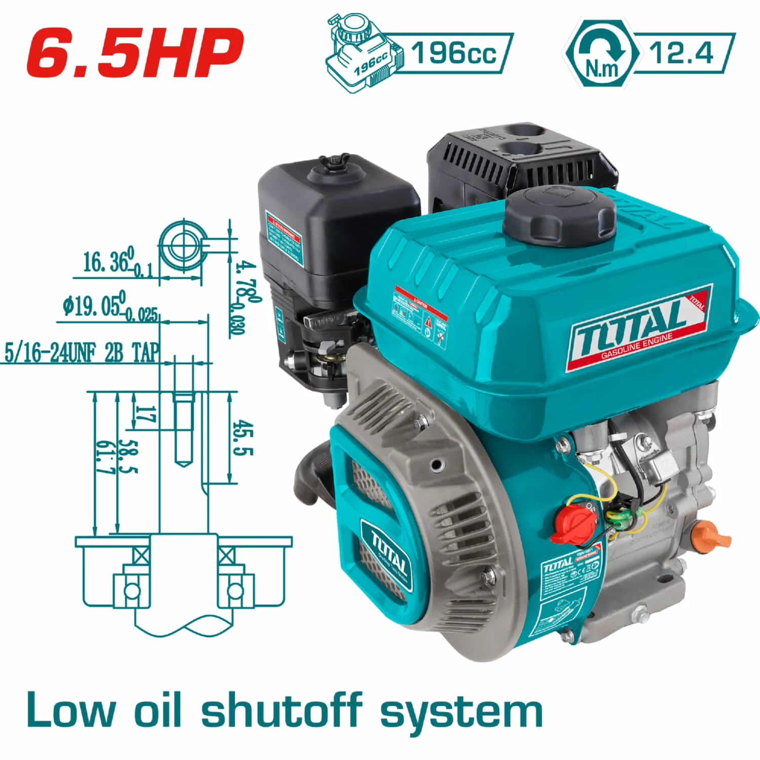 Motor A Gasolina 6.5HP 4 Tiempos 19 Mm Q Type