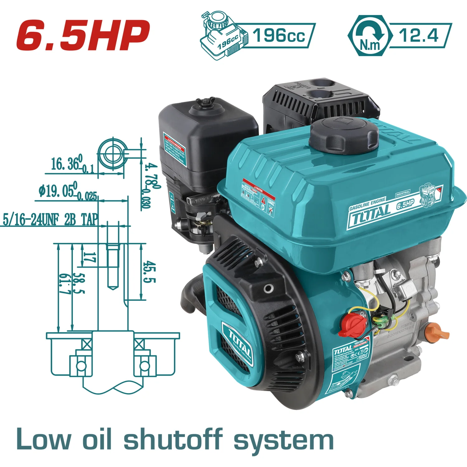 Motor A Gasolina 6.5HP 4 Tiempos 19 Mm Q Type - Image 2