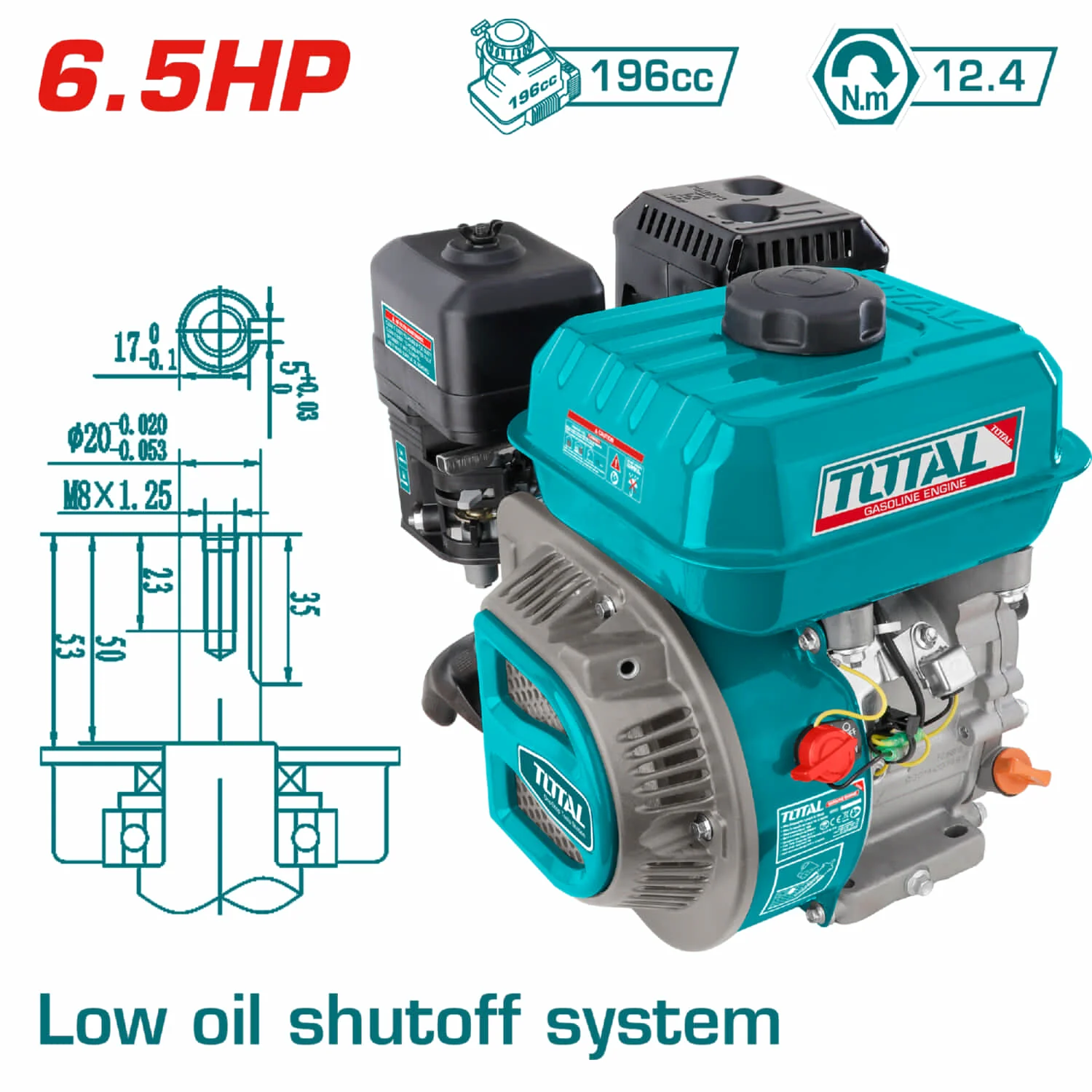 Motor A Gasolina 6.5HP 4 Tiempos 20Mm S Type