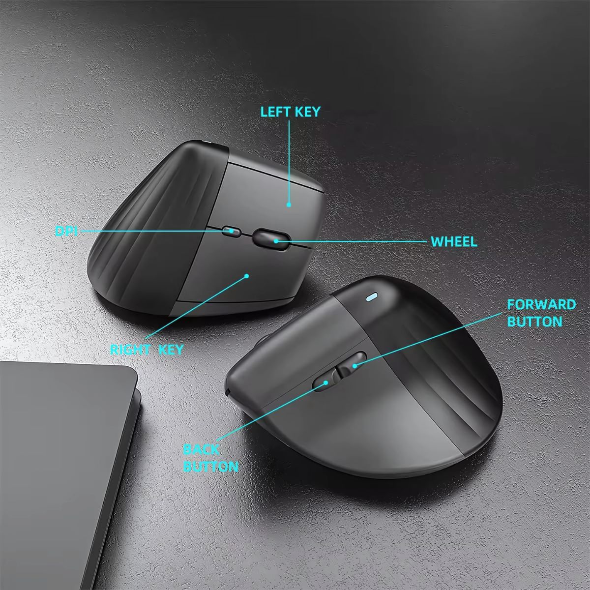 Mouse Ergonómico Reduce Tension En La Muñeca Vertical Recargable Con Clic Silencioso. Color Negro. Ratón Para Computadora. - Image 3