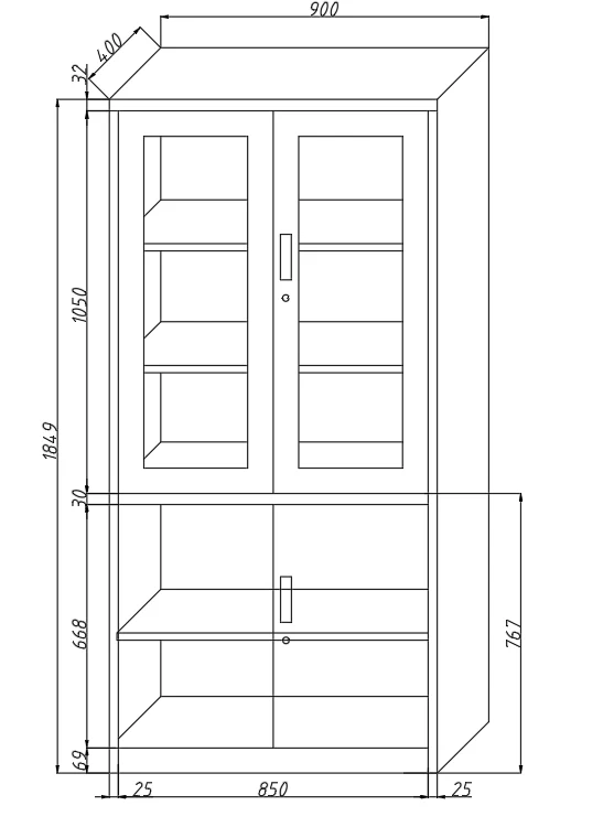 Mueble Metalico Gabinete Armado Estructura Plegable Cuatro Puertas Dos Repisas Superiores Una Inferior 1850X900x400mm - Image 3