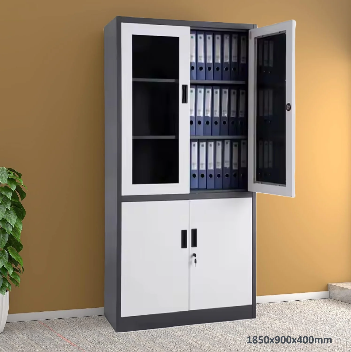 Mueble Metalico Gabinete Armado Estructura Plegable Cuatro Puertas Dos Repisas Superiores Una Inferior 1850X900x400mm - Image 4