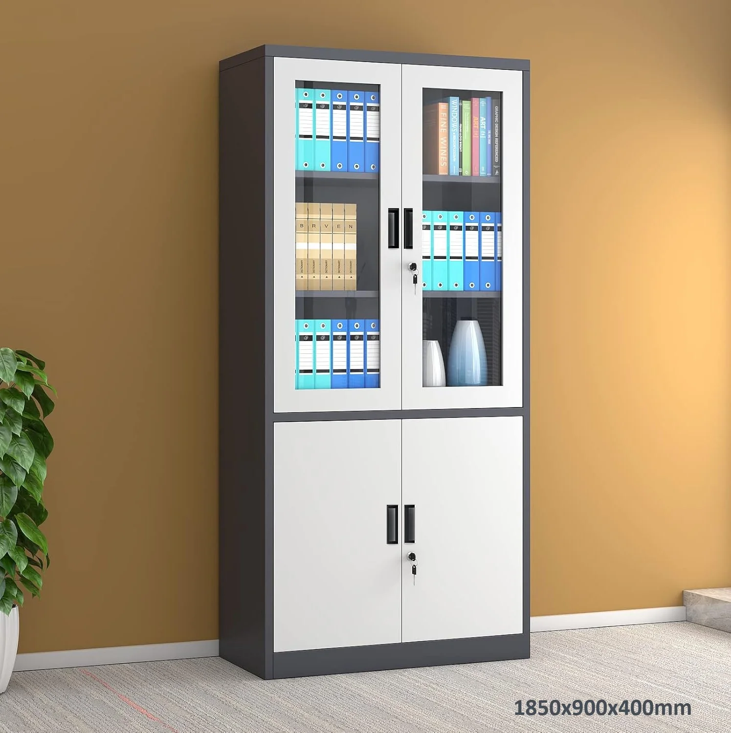 Mueble Metalico Gabinete Armado Estructura Plegable Cuatro Puertas Dos Repisas Superiores Una Inferior 1850X900x400mm - Image 5