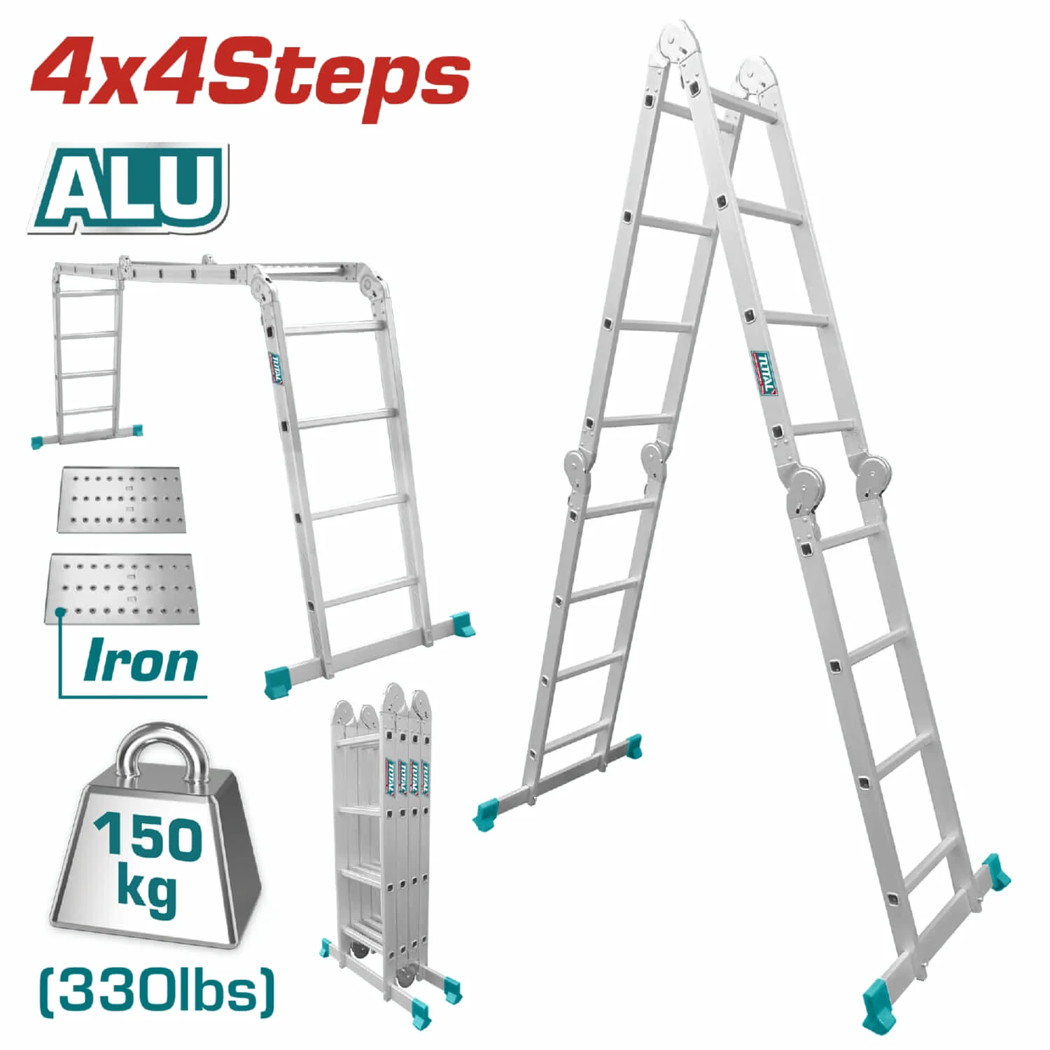 Escalera Multiposicion 4 X 4 De Aluminio.