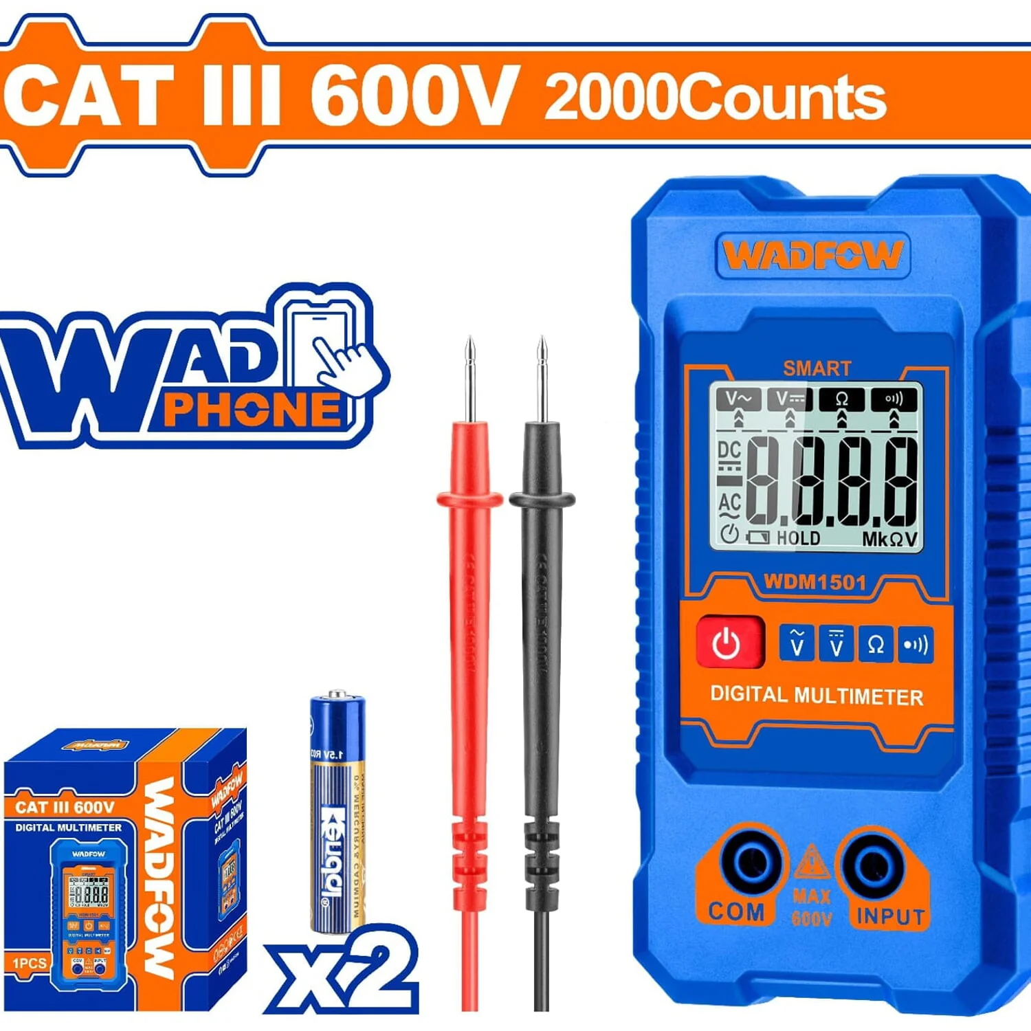 Multímetro Digital 2000 Dígitos. CAT III 600V. Función Inteligente. Rango Automático. - Image 2